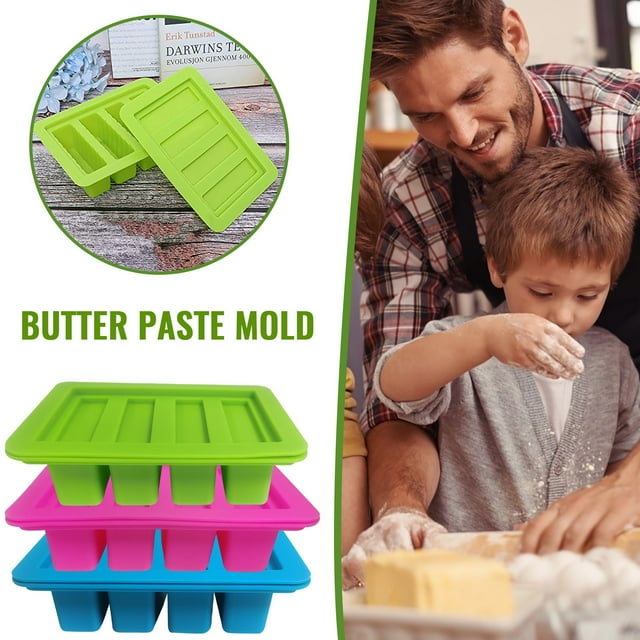 SSZMDLB 2 Pcs Moule à Beurre en Silicone, Moule à Beurre en Silicone, Plateau de Rangement pour Beurre avec Couvercle, Garde-Beurre Réutilisable, pour Modeler et Stocker le Beurre, Cuisson, Lave-Vaisselle, Démoulage Facile