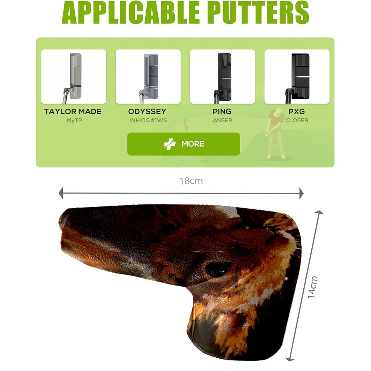 Golf Club Head Cover | Leather Golf Club Putte Headcover , Waterproof Golf Club Head Cover Set Driver Headcovers for Golf Clubs Men Women Squirrel