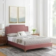 thumbnail image 3 of Modway Liva Performance Velvet Queen Bed in Dusty Rose, 3 of 12