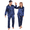 Navy, variant on Couples Matching Pajamas Silk Long Sleeve Sleepwear Satin Soft Button Down Loungewear Pjs Set