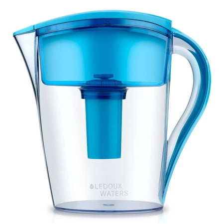 LeDoux Waters 10 Cup Water Pitcher Filters with 1 Filter, BPA Free, Ionizer, Pourer, Jug, Filter System (Blue)