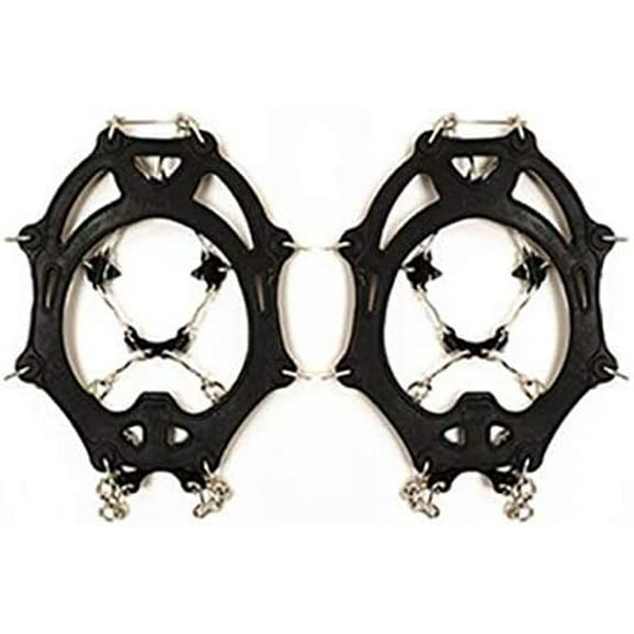 Non Slip Gripper Spike, 2pcs 8-Teeth 2 Size Sports Anti-Slip Ice Gripper Cleats Shoe Boot Grips Crampon Chain Spike Snow for Hiking Climbing (Color : Black)