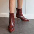thumbnail image 4 of NECHOLOGY Botas Mujer Adulto Femenino Zapatos Botines para mujer Patrón de colores Otoño/Invierno Botas de mujer Cremallera lateral Botas Botines de moda para mujer (Red, 9), 4 of 7