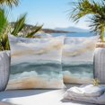 thumbnail image 4 of Outdoor Pillow Cover Teal Waves Set of 2 Waterproof Throw Pillowcases Modern Abstract Art Decorative Patio Furniture Pillows for Couch Garden Indoor & Outdoor Use, 4 of 9