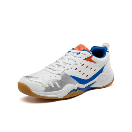 

Woobling Unisex Athletic Shoe Non-slip Sneakers Lace Up Badminton Shoes Breathable Trainers Walking Sports White Blue 8.5