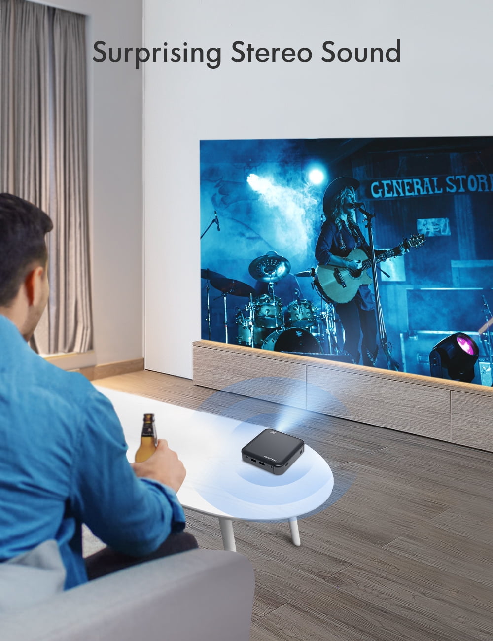 Mini Movie Projector WiFi Bluetooth 1080P Supported, LCD3.0 Compatible with PC/Phone Projector