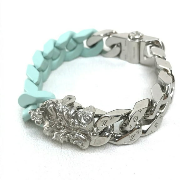 Pre-Owned LOUIS VUITTON MP2630 LV Sculpture Chain Bracelet, Ceramic, Women's, Silver, Pastel...