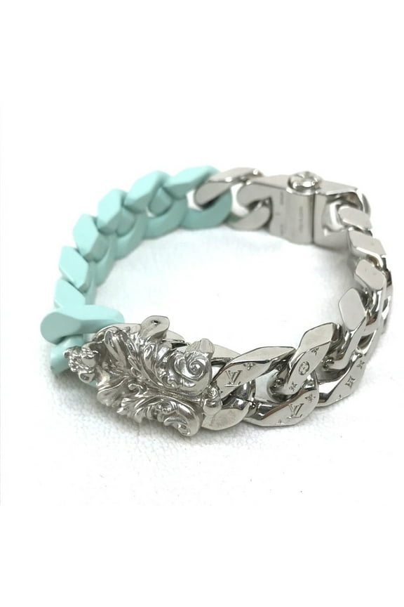 Pre-Owned LOUIS VUITTON MP2630 LV Sculpture Chain Bracelet, Ceramic, Women's, Silver,... (Good)