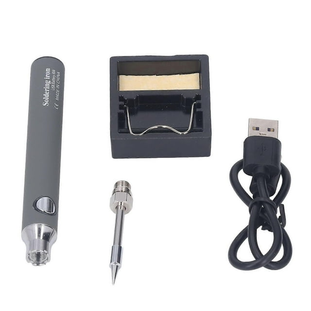 Fer à souder USB sans fil, portable, électrique, 3 vitesses, avec voyant lumineux, gris