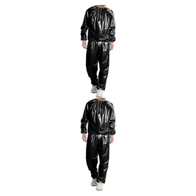Soidarity Home Spa Sauna Suit Fitness Sweat Chaqueta para perder peso Trajes deportivos Negro S 2Conjunto