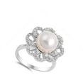 thumbnail image 4 of White Cubic Zirconia Simulated Pearl Flower Ring .925 Sterling Silver Band Jewelry Female Size 5, 4 of 4
