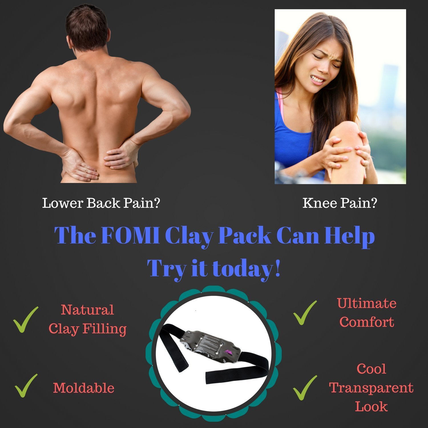 Buy Hot Cold Clay Ice Pack Belt for Therapy and Injuries by FOMI Care