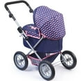thumbnail image 3 of Bayer Design: Trendy Pram Stroller - Navy & Pink Hearts - Accessory For Dolls Up To 18", Matching Shoulder Bag, Adjustable Handle, Foldable, Kids 3+, 3 of 7