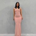 thumbnail image 1 of KEINXS Robe Sans Manches pour Femmes, Couleur Unie, Bretelles Spaghetti, Jupe Longue Moulante, 1 of 2
