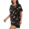 thumbnail image 2 of "Wukai Flowers Women's Pajama Set - Short-Sleeve Top and Shorts with Elastic Waistband and Pockets for Loungewear, Yoga, and Casual Wear-, 2 of 8