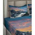 thumbnail image 5 of Mountain Sheet Set, Alpine Scenery Foggy Italian Natural Park Vivid Sky Above Clouds Photography, Fitted and Flat Sheet Pillowcases Bedding Accent 4 Piece Set, King, Black White Blue, by Ambesonne, 5 of 7