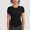 Black, variant on Women's Casual Oversize Solid Color Round Neck Short Sleeve T-Shirt, Soft Polyester Spandex Blend Top for Daily Wear