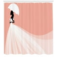 thumbnail image 3 of Ambesonne Salmon Shower Curtain, Wedding Umbrella, 69"Wx84"L, Salmon and White, 3 of 3