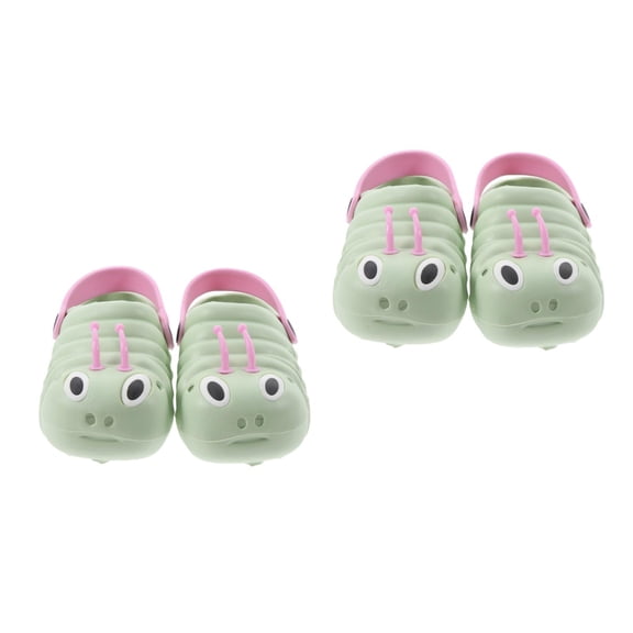 Masteelf 2 Pairs  Caterpillar Beach Non-slip Shoes Cartoon Summer Sandals Cool Slipper for Boys Girls (Green Size 25 Length 15cm)