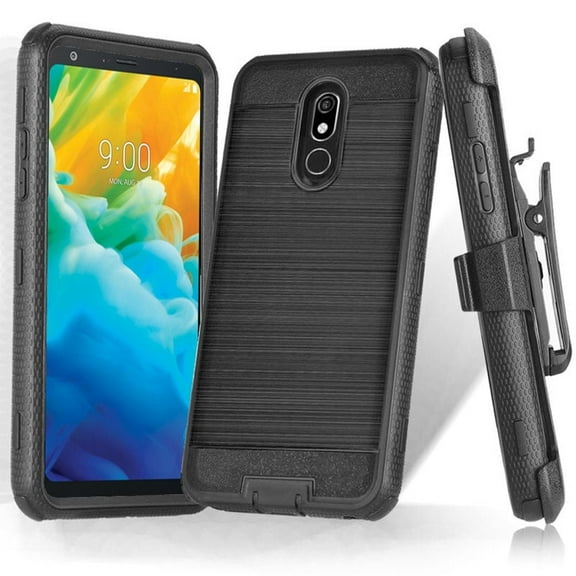 GSA Brushed Hybrid Case w/Holster For LG Stylo 5 - Black