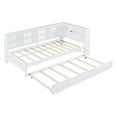 thumbnail image 4 of Twin Size Daybed with 10 Storage Shelves, Wooden Bed with Twin Size Trundle, Shelves and Sockets, No Box Spring Needed, White, 4 of 7