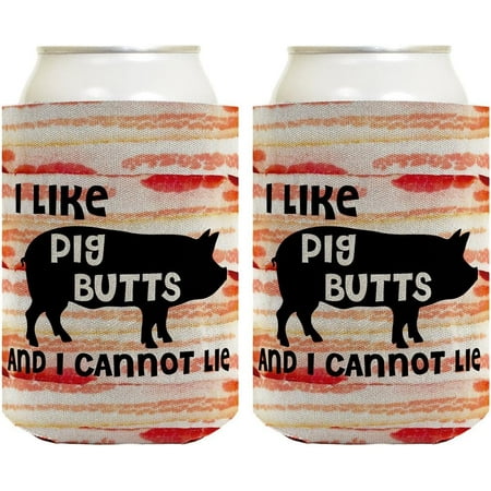 

Funny Coolie I Like Pig Butts Bacon Lover BBQ Grill Meat Chef 2 Pack Can Coolie Drink Coolers Coolies Bacon