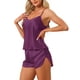 thumbnail image 4 of Conjuntos de pijamas de satén para mujer INSPIRE CHIC, top de tirantes con pantalones cortos, 2 piezas, ropa de dormir, conjunto de pijama de seda, morado profundo, 4 of 5