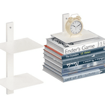 Floating Book Shelves for Wall, 2 Tier Invisible Floating Bookshelf, Vertical Spine Book Tower, Wall Mounted & Space Saving, Heavy Duty Metal Book Organizer for Home Office, 1 Pack White