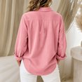 thumbnail image 5 of WULMLEO Women's Corduroy Shirt Casual Loose Fit Long Sleeve Lapel Button Down Fall Winter Tops Pink S, 5 of 9