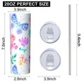 thumbnail image 3 of Butterfly 20 Oz Stainless Steel Skinny Tumbler – Vacuum Insulated Slim Travel Cup with Lid & Stainless Steel Straw, 360° Full Wrap Printed Tumbler for Home, Office & Outdoor Use, Spring, 3 of 6