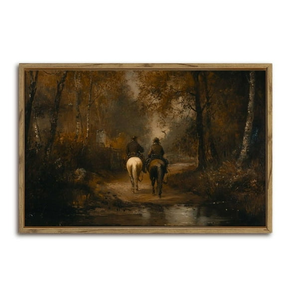 Equestrian Riders Nature Art Horizontal Canvas Wall Art with Lightweight Foam Frame - Durable and Ready to Hang, Modern Decorative Print for Living Room, Bedroom, Or Office