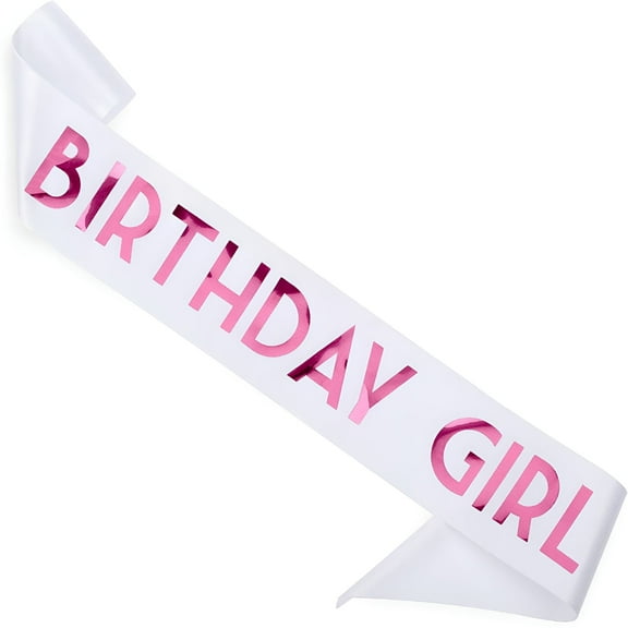 TELOLY Birthday Girl' Sash with Pink Foil