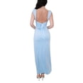 thumbnail image 6 of Women'S Slip Long Dress Cowl Neck Backless Ruched Bodycon Side Split Cocktail Party Night Out Dress Blue L, 6 of 9