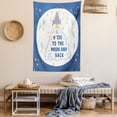 thumbnail image 2 of I Love You to the Moon and Back Tapestry, Rocket Space Travel Cloud Stars Crater Moon, Wall Hanging for Bedroom Living Room Dorm Decor, 40W X 60L Inches, Dark Sky Blue Multicolor, by Ambesonne, 2 of 5