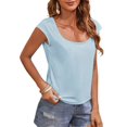 thumbnail image 3 of Sherrylily Women Cap Sleeve Scoop Neck Tank Tops Casual Solid Basic Tee Shirts, 3 of 5