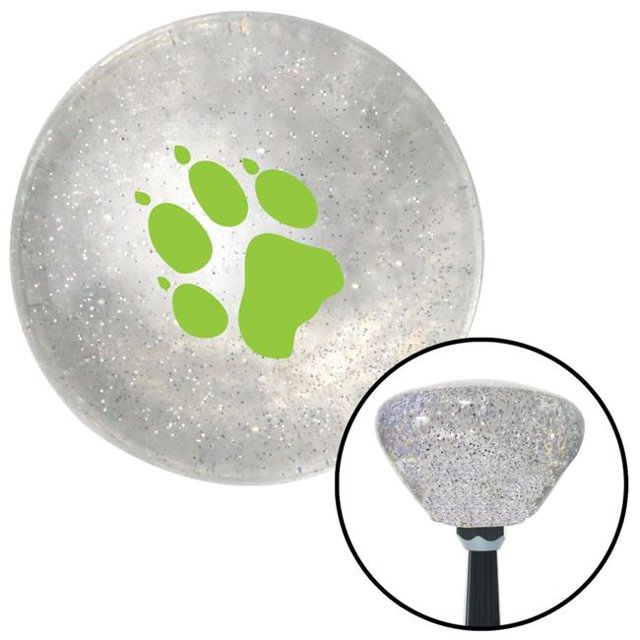 Green Paw Print Clear Retro Metal Flake Shift Knob with M16 x 1.5 Insert Shifter