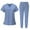 0-light blue, variant on Scrub Suit Set for Women, Modern V Neck Scrub Top & Jogger Pant with 8 Pockets Professionals Soft Stretch Medical Nursing Uniforms Set ( green)