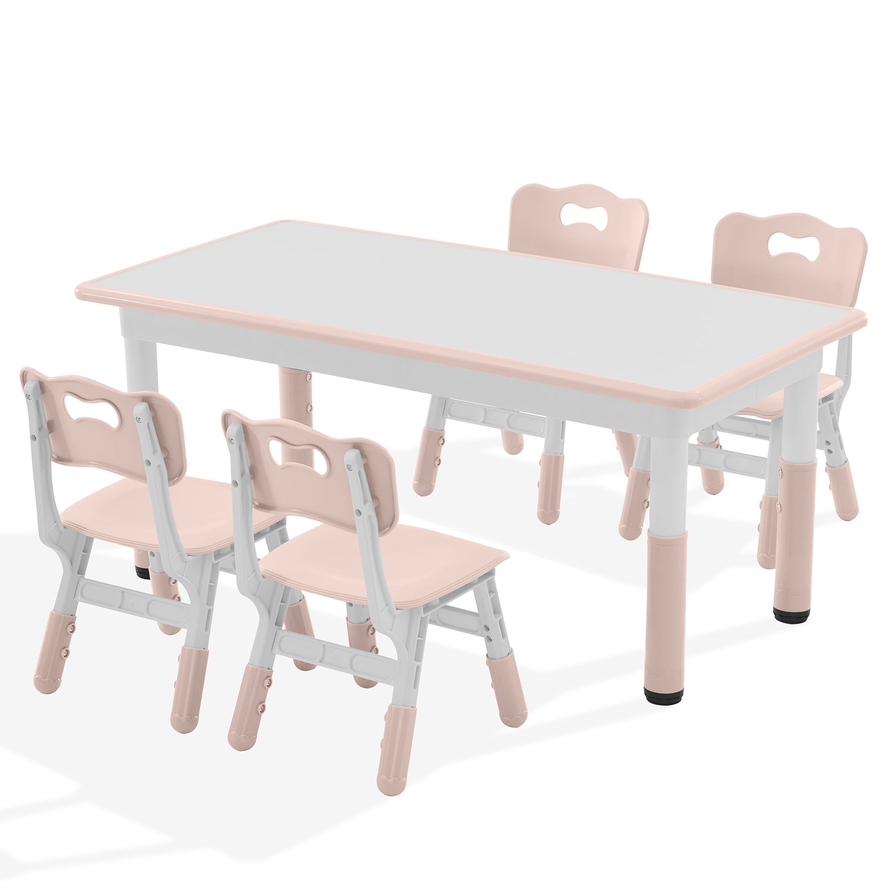 DOREROOM Kids 4-Piece Adjustable Table and Chair Set, Graffiti Desktop, Non-Slip Legs