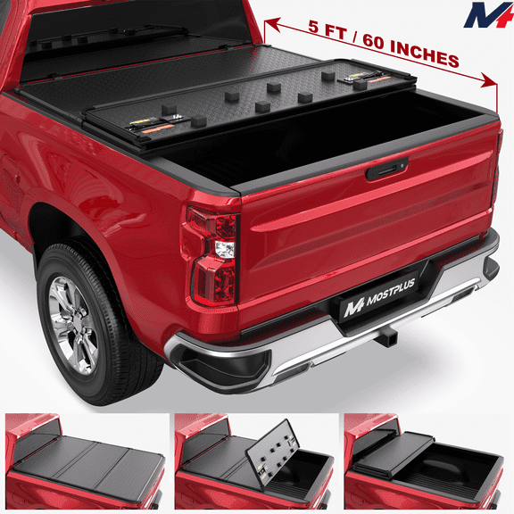 MOSTPLUS 5FT 3-Fold Hard Tonneau Cover for 2015-2026 Chevy Colorado GMC Canyon Truck Bed