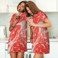 thumbnail image 4 of Fotbe Beef Steaks Bata de Dormir para Mujer con Estampado, Camisón de Algodón de Manga Corta, Ropa de Dormir Casual, 4 of 6