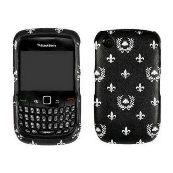 BlackBerry Curve 8530 Snap On Case - Black with Floral Design (Bulk Packaging)