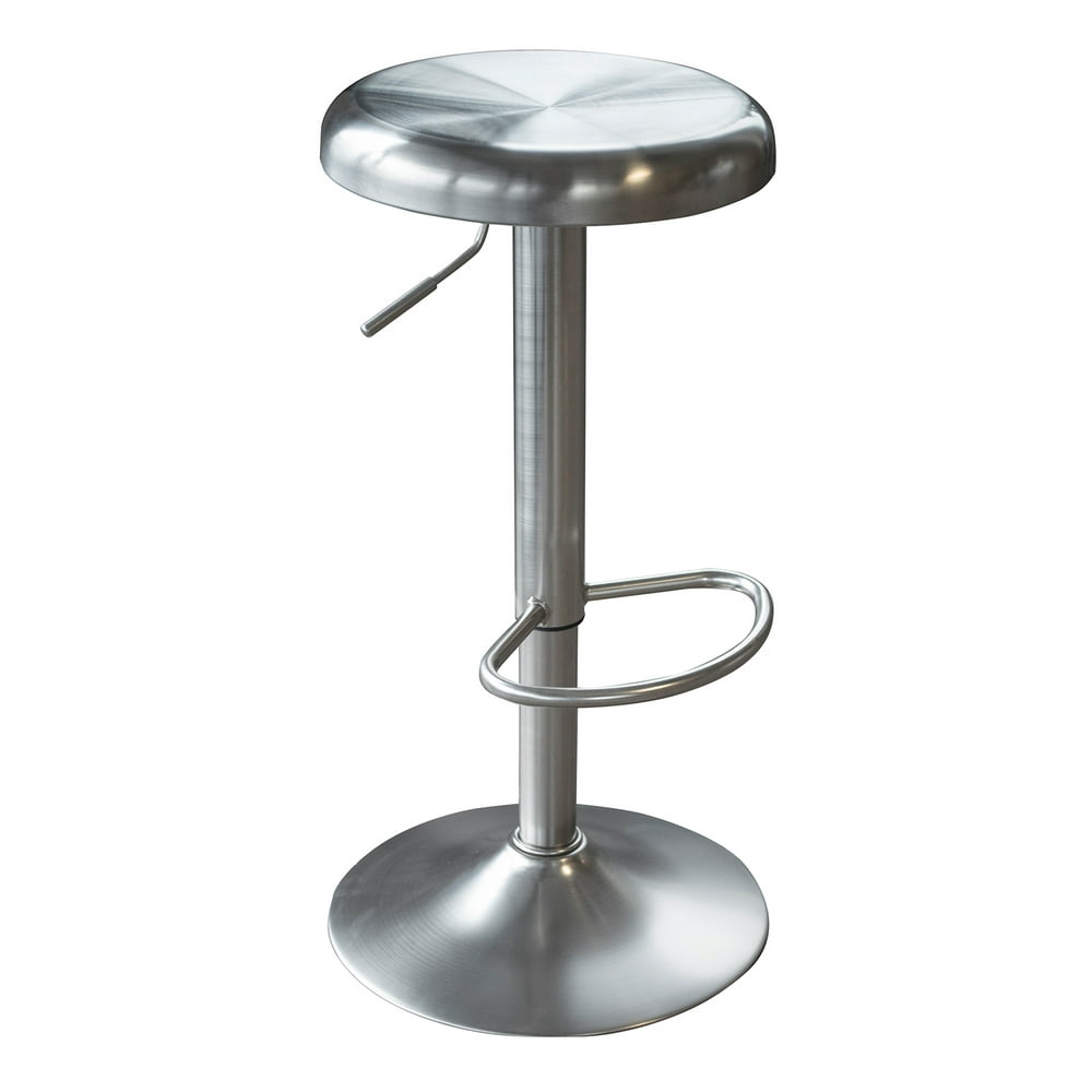 Offex Loft Stainless Steel Adjustable Height Bar Stool with Brushed
