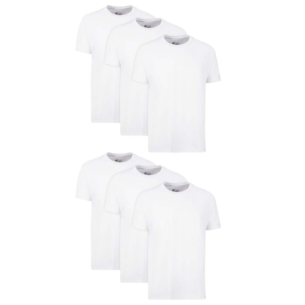 Hanes Men's Value Pack White Crew TShirt Undershirts, 6 Pack