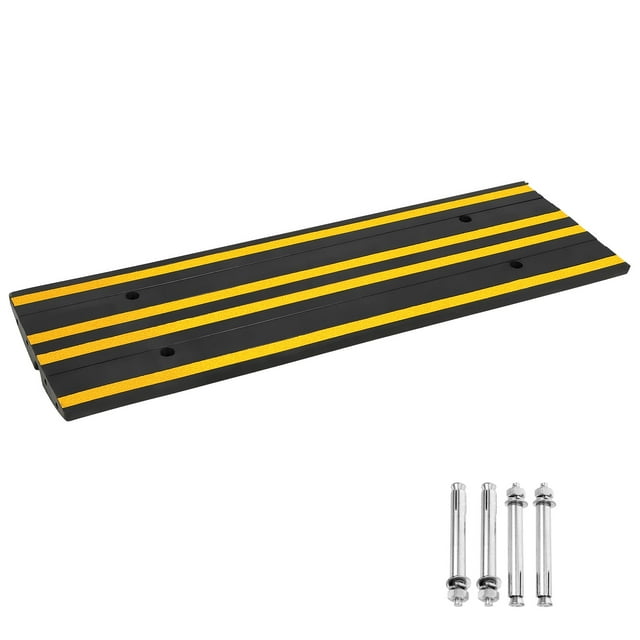 Garvee Rubber Driveway Ramps, 48" Heavy Duty Accessibility Ramps with Drainage Grooves & Reflective Strips for Cars, Wheelchairs