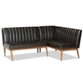 thumbnail image 2 of Baxton Studio Daymond Mid-Century Modern Dark Brown Faux Leather Upholstered and Walnut Brown Finished Wood 2-Piece Dining Nook Banquette Set, 2 of 8
