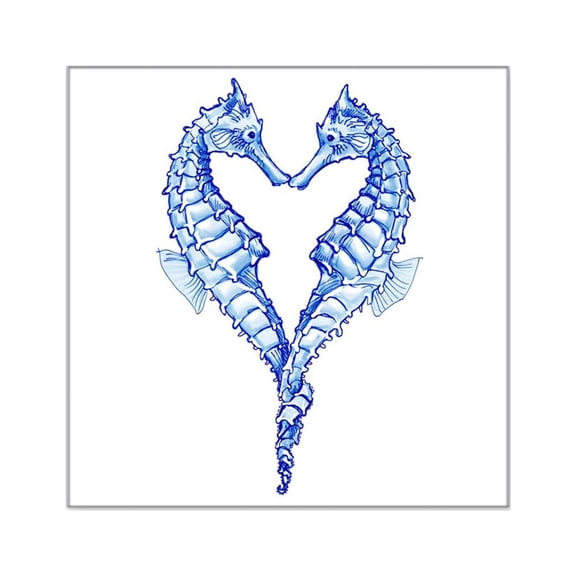 CafePress - Seahorses Together Blue Sticker - Square Sticker 3" x 3"