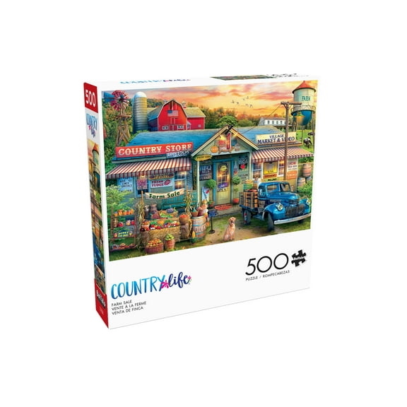 Buffalo Games 500-Piece Country Life Farm Sale Adult Interlocking Jigsaw Puzzle
