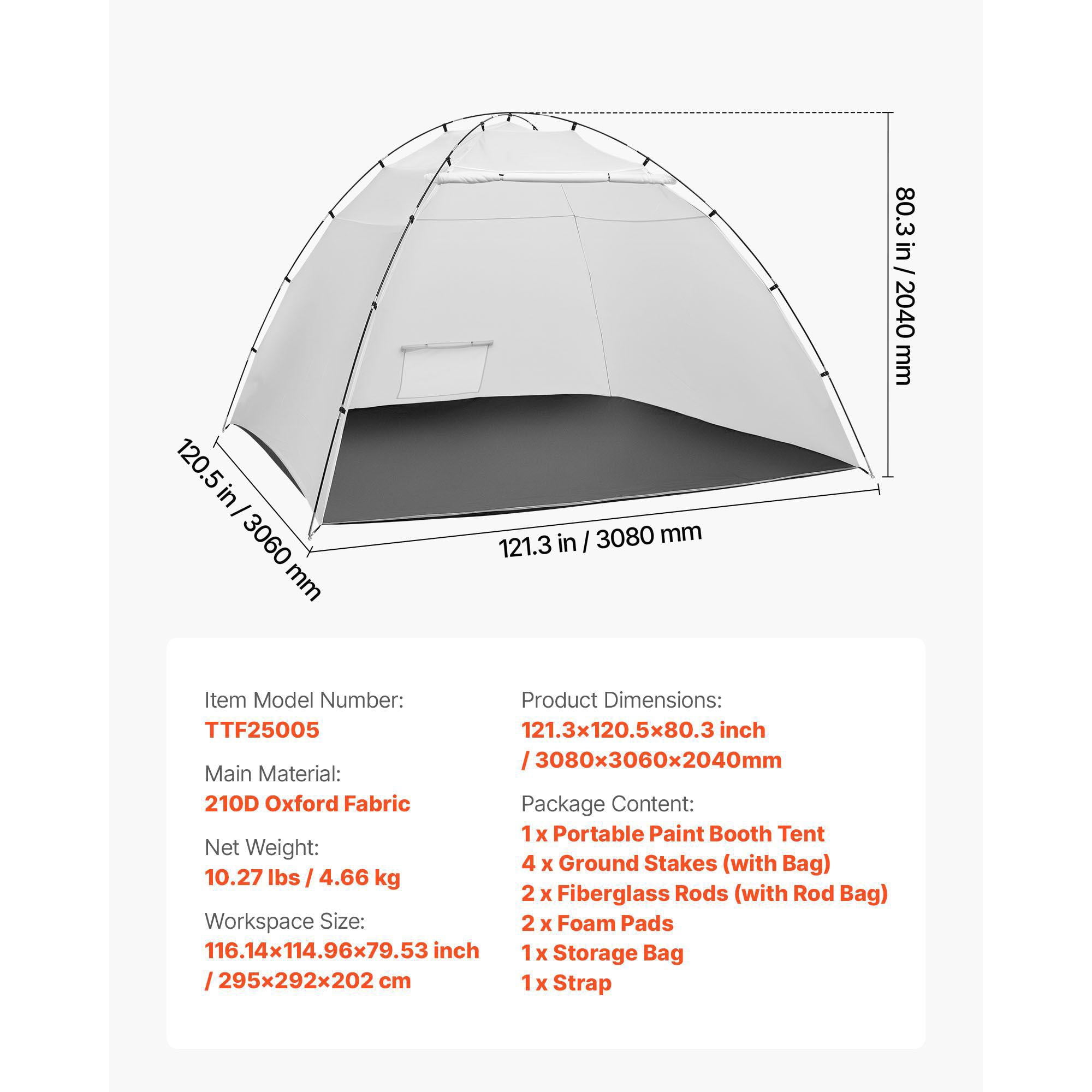 Portable Paint Booth Tent 116.14x114.96x79.53 Inch Large Spray Shelter with Built-in Floor Mesh Screen Oxford Painting Station for Furniture
