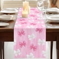 thumbnail image 3 of Pink White Bow Table Runner, Modern Art Watercolor Bowknot Washable Cotton Linen Table Runners 36 Inches Long, Dresser Scarf Runner for Nightstand/End Tables/Round Tables 13''x36'', 3 of 9