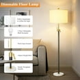 thumbnail image 4 of Floor Lamp for Living Room Adjustable Tall Standing Lamp, 3-Way Dimmable Floor Lamp for Bedroom Office, Black Gold Lamp with Marble Base and White Linen Shade, 6W 3000K LED Blub Included, 4 of 16